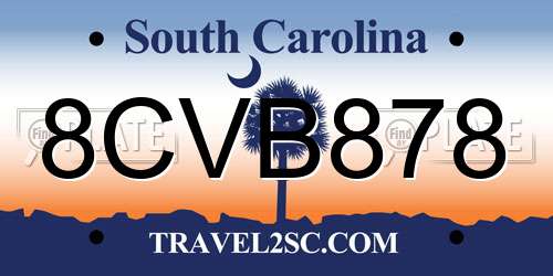 8CVB878 South Carolina License Plate