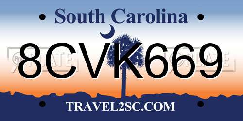 8CVK669 South Carolina License Plate