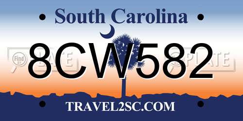 8CW582 South Carolina License Plate