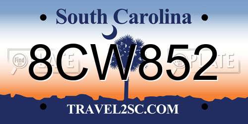 8CW852 South Carolina License Plate