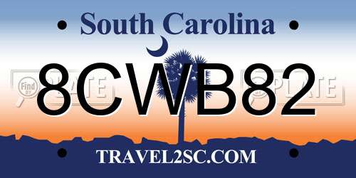 8CWB82 South Carolina License Plate