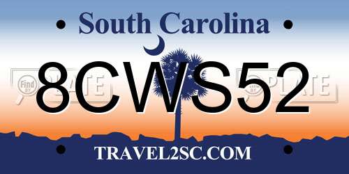 8CWS52 South Carolina License Plate