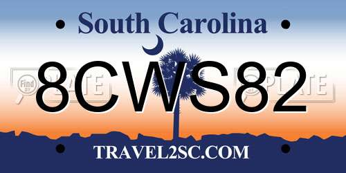 8CWS82 South Carolina License Plate