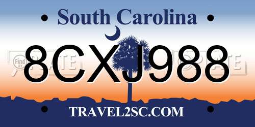 8CXJ988 South Carolina License Plate
