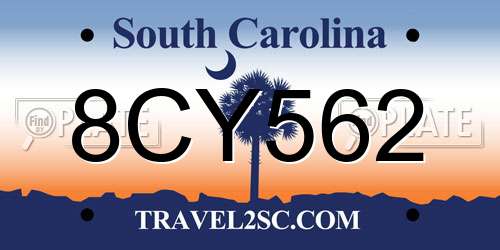 8CY562 South Carolina License Plate