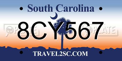 8CY567 South Carolina License Plate