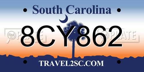 8CY862 South Carolina License Plate