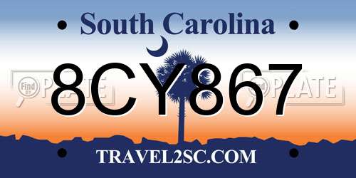 8CY867 South Carolina License Plate