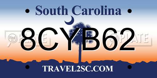 8CYB62 South Carolina License Plate