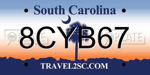 8CYB67 South Carolina License Plate