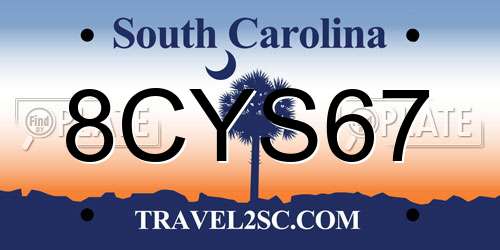 8CYS67 South Carolina License Plate