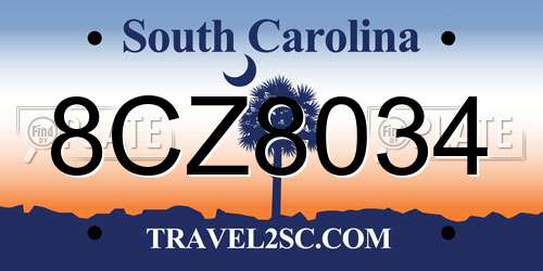 8CZ8034 South Carolina License Plate