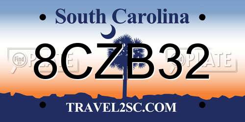 8CZB32 South Carolina License Plate