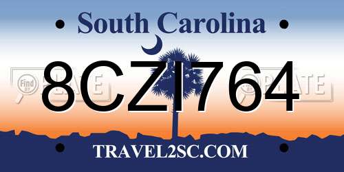 8CZI764 South Carolina License Plate