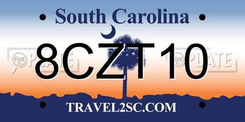 8CZT10 South Carolina License Plate