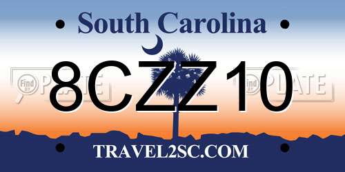 8CZZ10 South Carolina License Plate