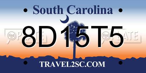 8D15T5 South Carolina License Plate