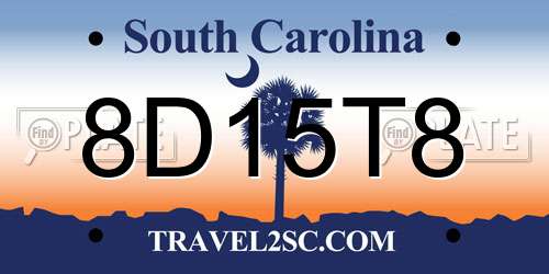8D15T8 South Carolina License Plate