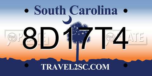 8D17T4 South Carolina License Plate