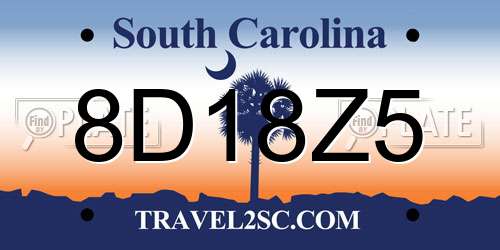 8D18Z5 South Carolina License Plate