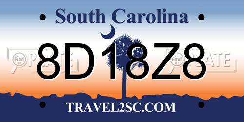 8D18Z8 South Carolina License Plate