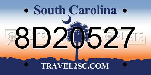 8D20527 South Carolina License Plate