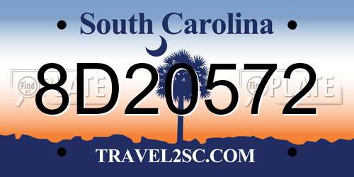 8D20572 South Carolina License Plate
