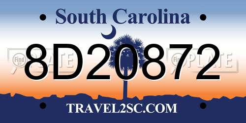 8D20872 South Carolina License Plate