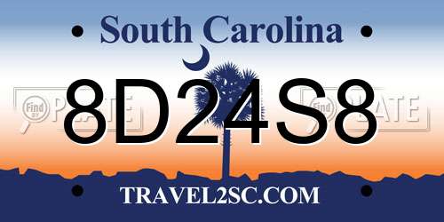 8D24S8 South Carolina License Plate