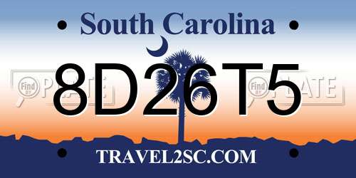 8D26T5 South Carolina License Plate