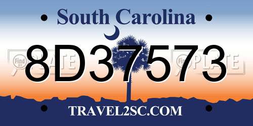 8D37573 South Carolina License Plate