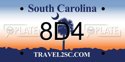 8D4 South Carolina License Plate