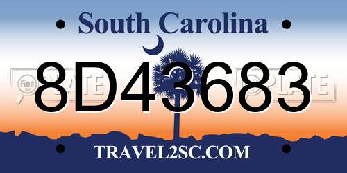 8D43683 South Carolina License Plate