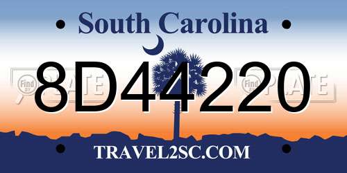 8D44220 South Carolina License Plate