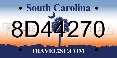 8D44270 South Carolina License Plate