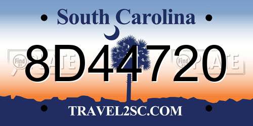 8D44720 South Carolina License Plate