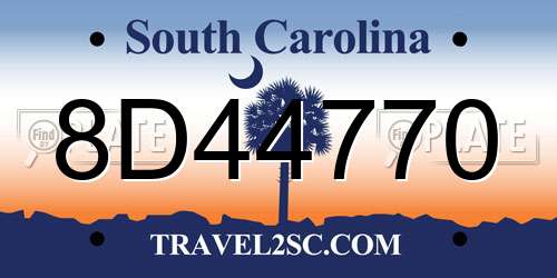 8D44770 South Carolina License Plate