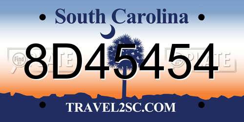 8D45454 South Carolina License Plate