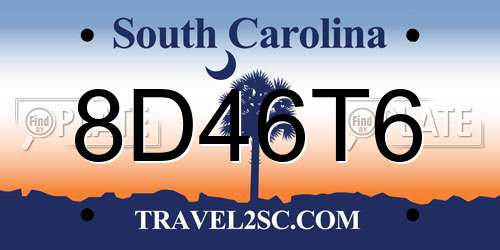 8D46T6 South Carolina License Plate