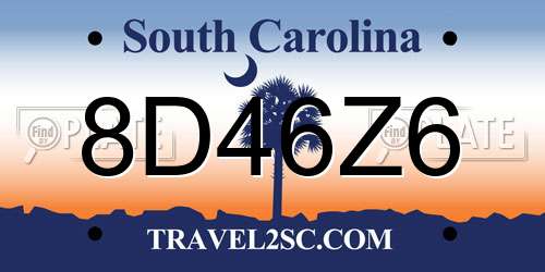 8D46Z6 South Carolina License Plate