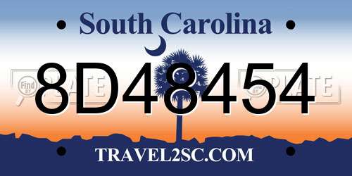 8D48454 South Carolina License Plate