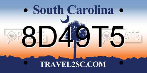 8D49T5 South Carolina License Plate