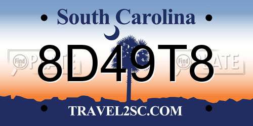8D49T8 South Carolina License Plate