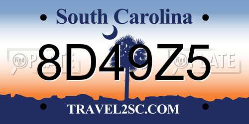 8D49Z5 South Carolina License Plate
