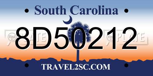 8D50212 South Carolina License Plate