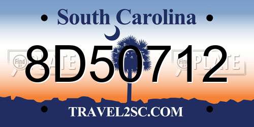 8D50712 South Carolina License Plate