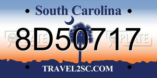 8D50717 South Carolina License Plate