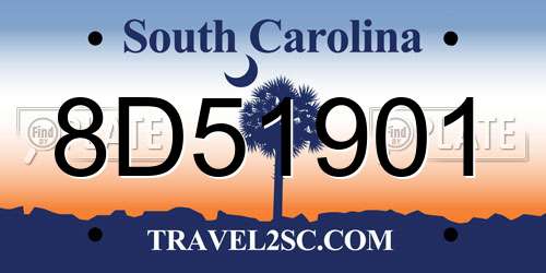 8D51901 South Carolina License Plate