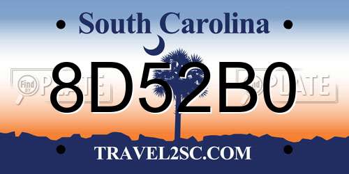 8D52B0 South Carolina License Plate