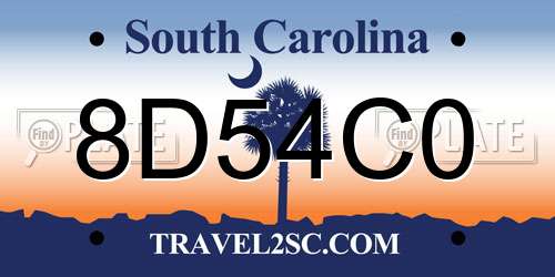 8D54C0 South Carolina License Plate